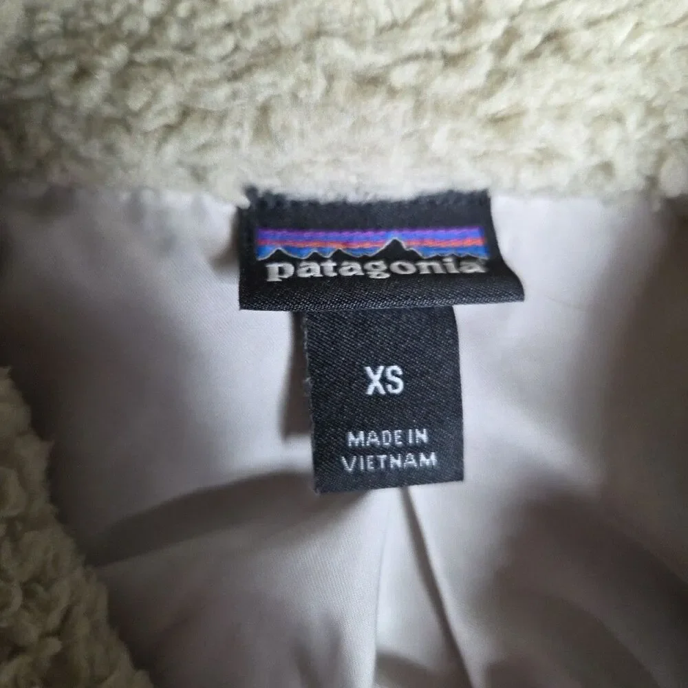 PATAGONIA Los Gatos Vest Sherpa Fleece Zip  El Cap Khaki Tan Womens Size XS